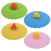 Силиконовая крышка присоска для чашек и банок Фруктовый ломтик (ассортимент)