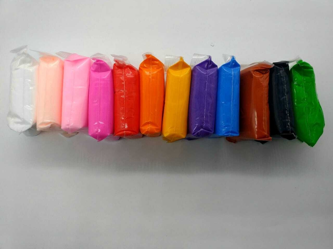 Пластилин легкий мягкий воздушный застывающий для детей 12 цветов