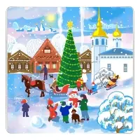 Доска разделочная Подставка под горячее Зимние города 18х18 см (ассортимент)
