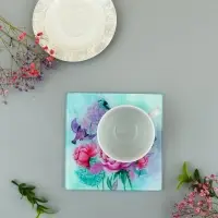 Доска разделочная Пионы и птички 18х18 см