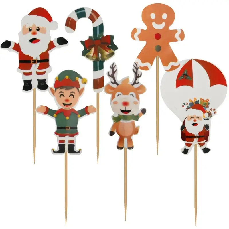 Топпер для украшения Новогодняя компания набор 6 шт
