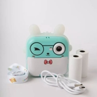 Детская фотокамера с мгновенной печатью Зайка голубой