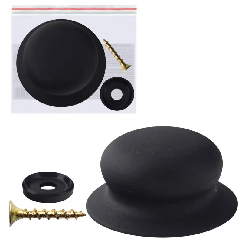 Ручка для крышки с саморезом 6 см черная