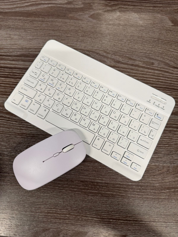 Клавиатура и мышь беспроводные для телефона и компьютера (белый) Клавиатура и мышь беспроводные для телефона и компьютера (белый)