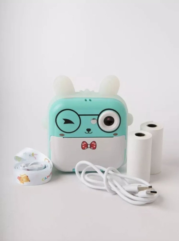 Детская фотокамера с мгновенной печатью Зайка голубой Детская фотокамера с мгновенной печатью Зайка голубой