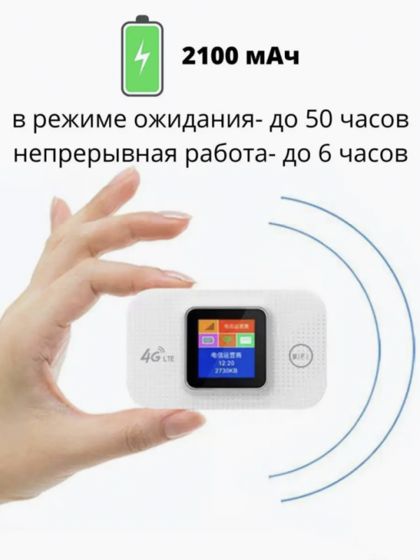 Мобильный Роутер Wi-Fi 4G LTE SIM карманный белый