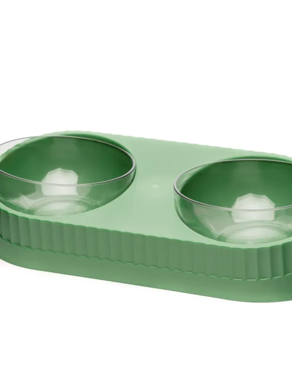 Миска двойная на подставке зеленая