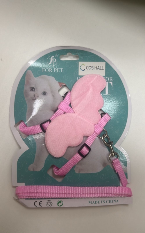 Шлейка с крыльями розовая