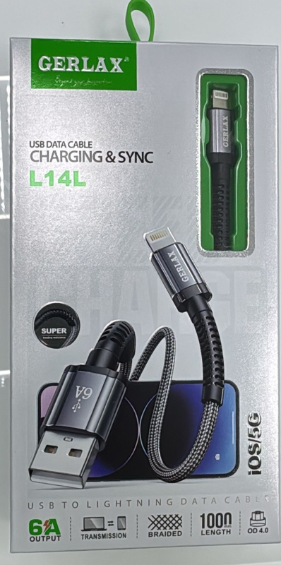 Кабель GERLAX USB Lightning 1м L14L