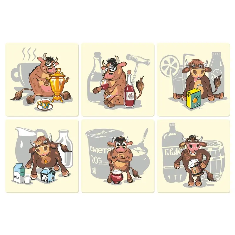 Подставка под горячее Забавный бычок 14х14см (ассортимент)