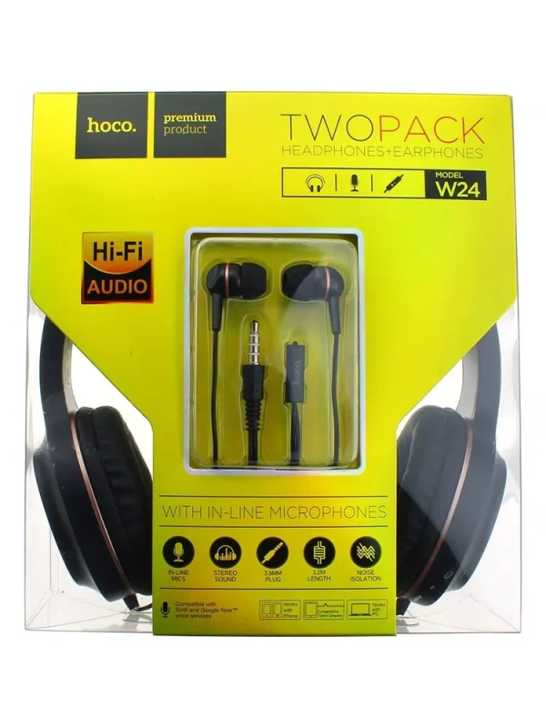 Наушники накладные HOCO W24 золотой-черный Наушники накладные HOCO W24 золотой-черный