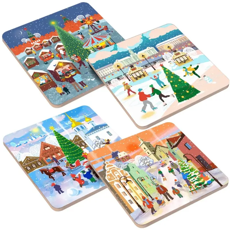 Подставка под горячее Зимние города 14х14см