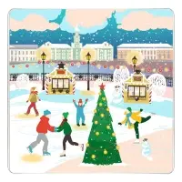 Доска разделочная Подставка под горячее Зимние города 18х18 см (ассортимент)