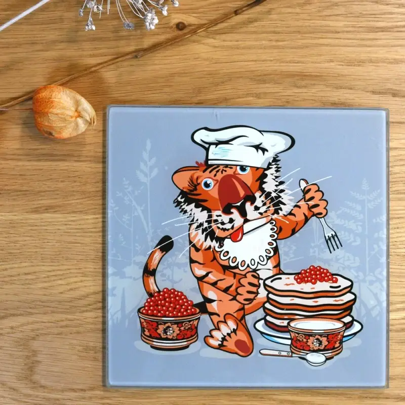Доска разделочная Тигр Кайфолов 18х18 см (ассортимент)