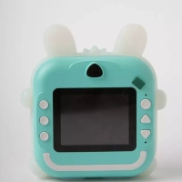 Детская фотокамера с мгновенной печатью Зайка голубой