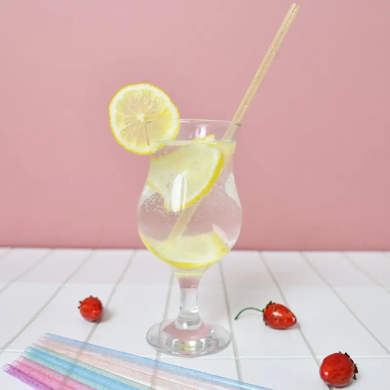 Трубочки для коктейля Блестки 12 шт с ершиком