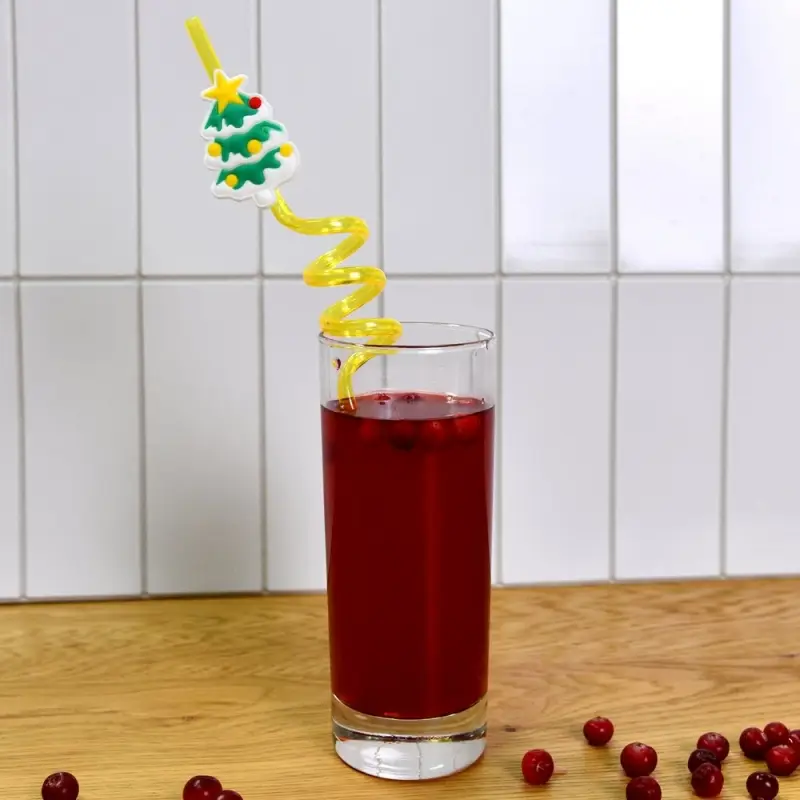 Трубочки для коктейля Новогодние игрушки 4 шт