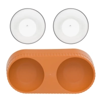 Миска двойная на подставке коричневая