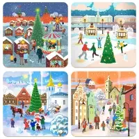 Подставка под горячее Зимние города 14х14см