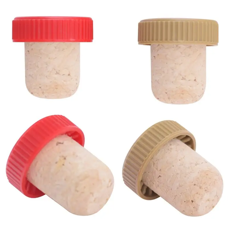 Пробка для бутылок Натуральная с пластмассовой частью 2 шт (ассортимент)