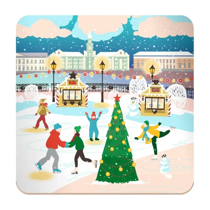 Подставка под горячее Зимние города 14х14см
