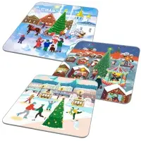 Доска разделочная Подставка под горячее Зимние города 18х18 см (ассортимент)