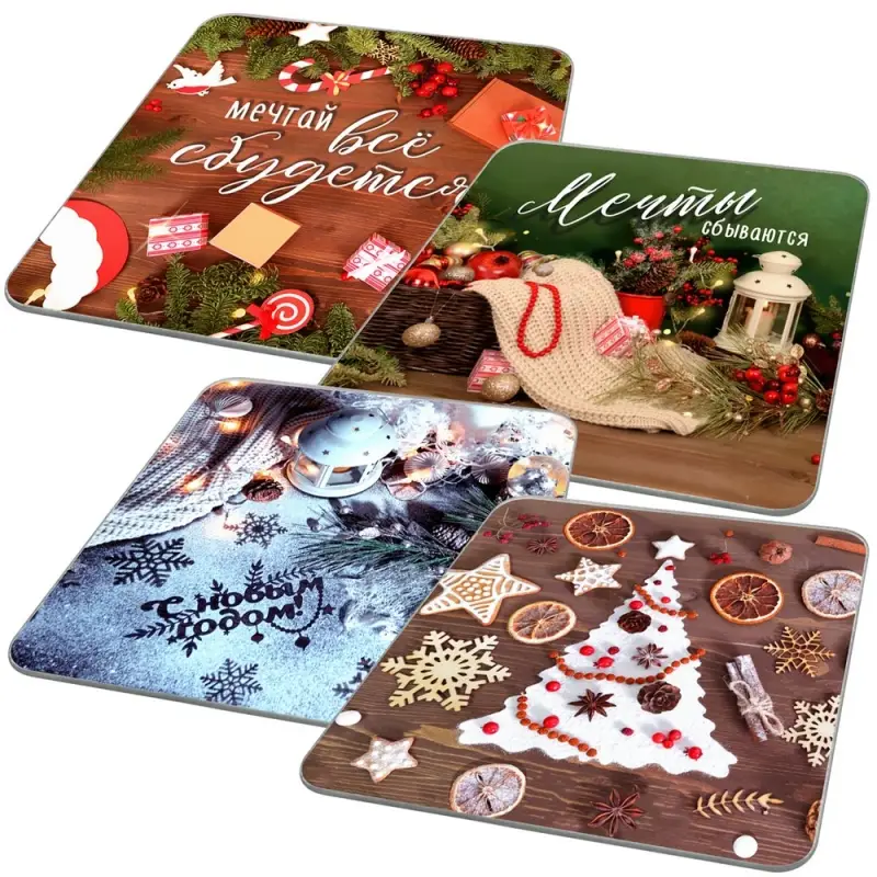 Доска разделочная Подставка под горячее С Новым годом 18х18 см (ассортимент)