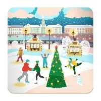 Подставка под горячее Зимние города 14х14см