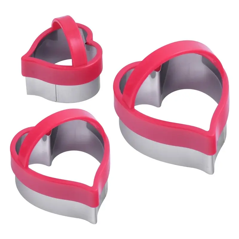 Форма для печенья, набор 3 шт, "Сердечки"