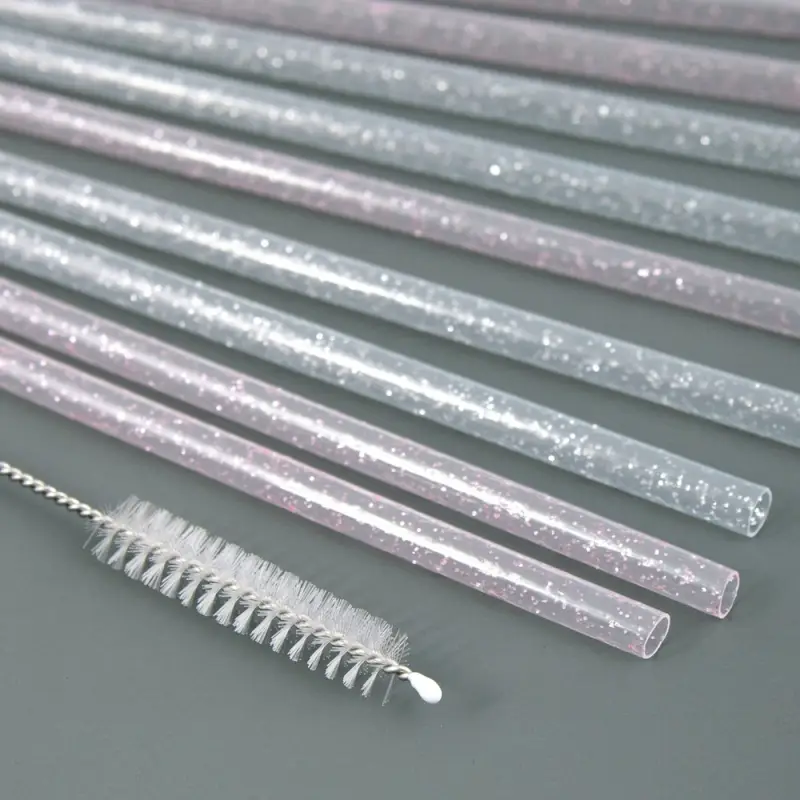 Трубочки для коктейля Блестки 10 шт с ершиком