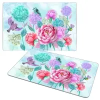 Доска разделочная Подставка под горячее Пионы и птички 18х28 см