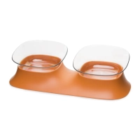 Миска двойная на подставке коричневая Миска двойная на подставке коричневая