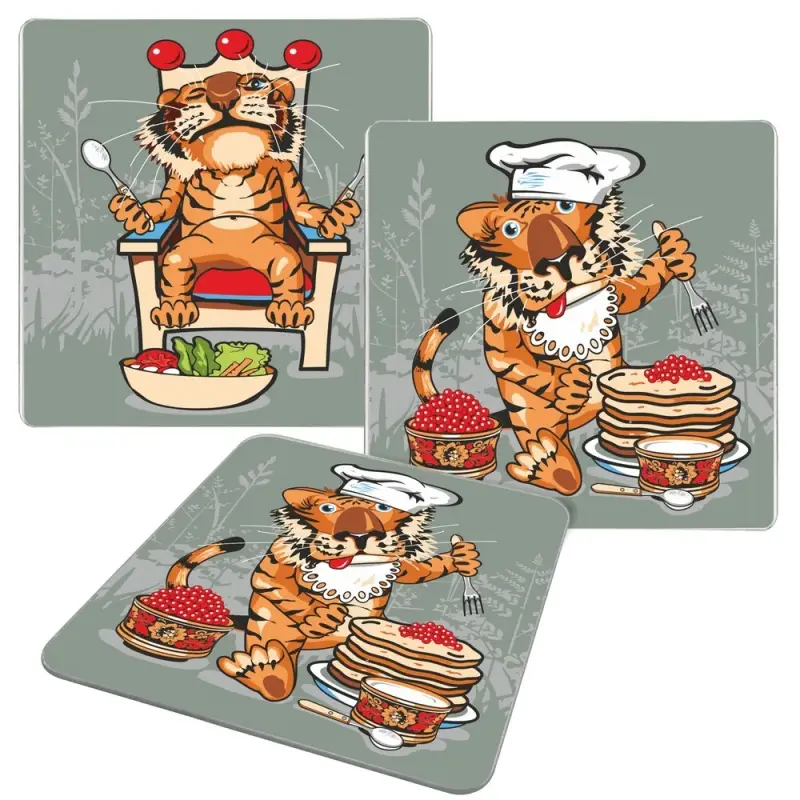 Доска разделочная Тигр Кайфолов 18х18 см (ассортимент)