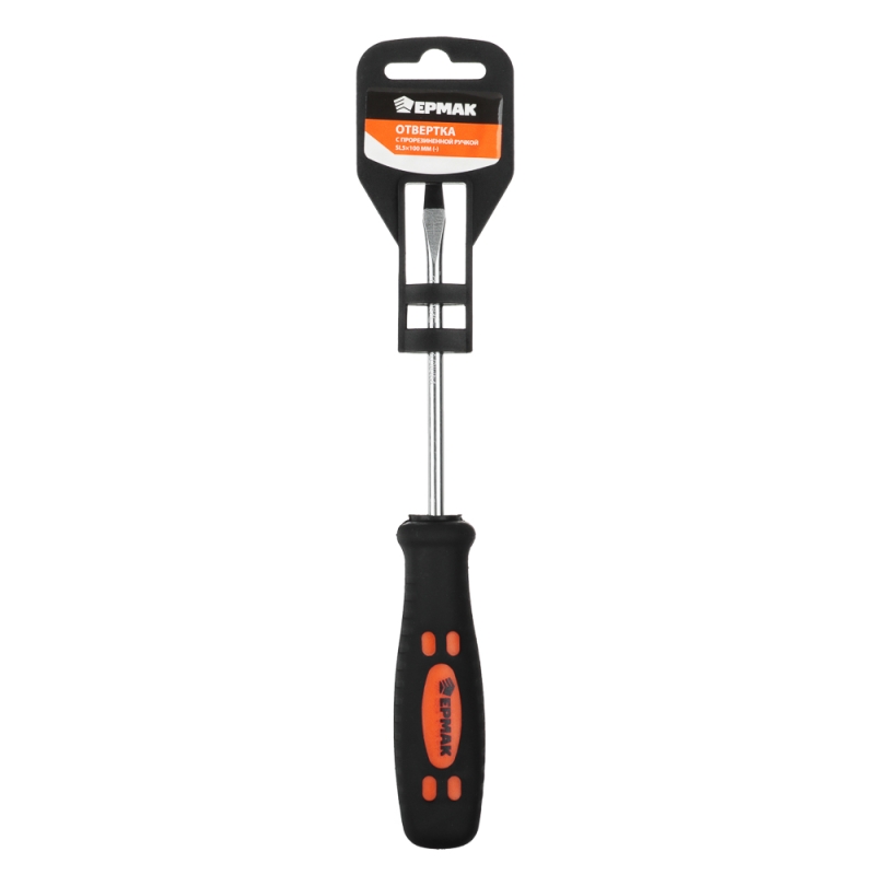 ЕРМАК Отвертка с прорезиненной ручкой SL 5х100мм ЕРМАК Отвертка с прорезиненной ручкой SL 5х100мм