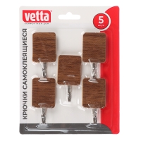 VETTA Крючки самоклеящиеся, 5 шт, принт под "Дерево", металл, PS, 2 цвета