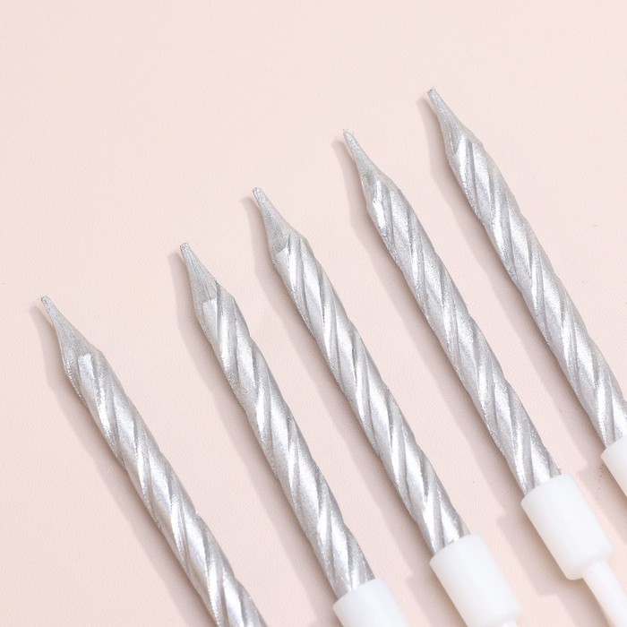 Свечи в торт Свечи в торт "Спираль", 10 шт, средние, 5 см, металлик