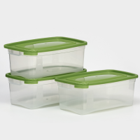 Набор контейнеров пищевых Доляна, 3 шт: 1 л, 18,5&times;12&times;7 см, прямоугольные, прозрачные, крышка зелёная