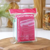 Контейнер складной с крышкой Доляна &laquo;Коста&raquo;, 400 мл, 12,5&times;9&times;6,4 см, цвет бирюзовый