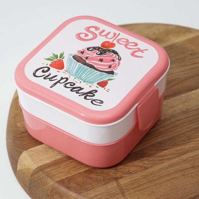 Контейнер для обеда &laquo;Капкейки&raquo;, 2 отделения, 400 мл