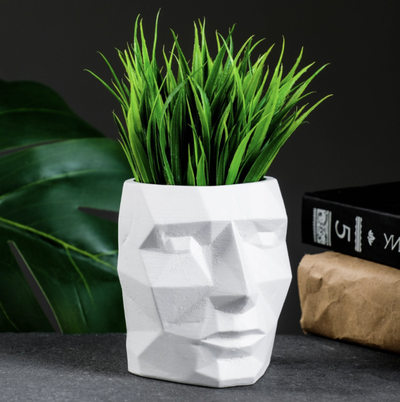 Кашпо - органайзер Кашпо - органайзер "Геометрическая голова" белое, 0,15 л / 9х9х7,5см