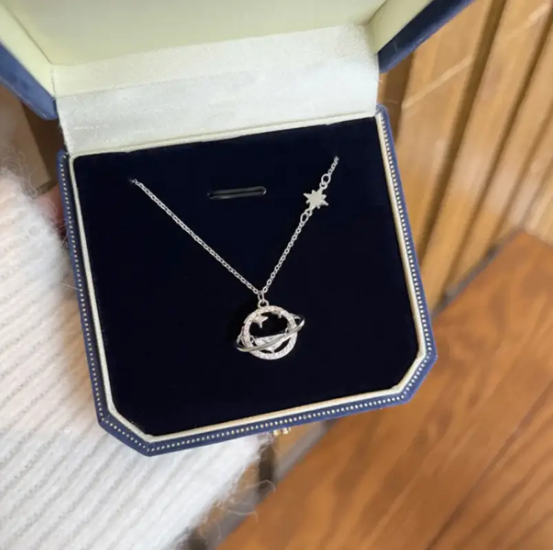 Подвеска Планета со звездами серебристая