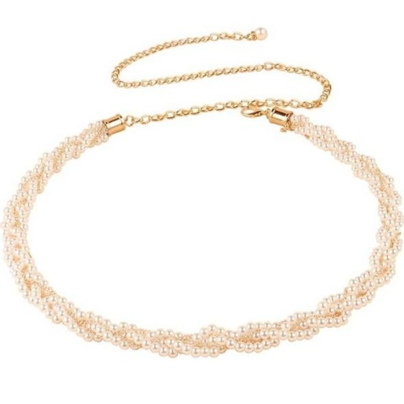 Пояс цепочка с жемчугом на платье Пояс цепочка с жемчугом на платье