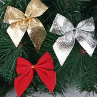 Бантики ёлочные красные, серебро, золото 36 штук