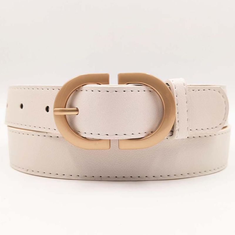 Ремень белый с золотой пряжкой 95 см Ремень белый с золотой пряжкой 95 см
