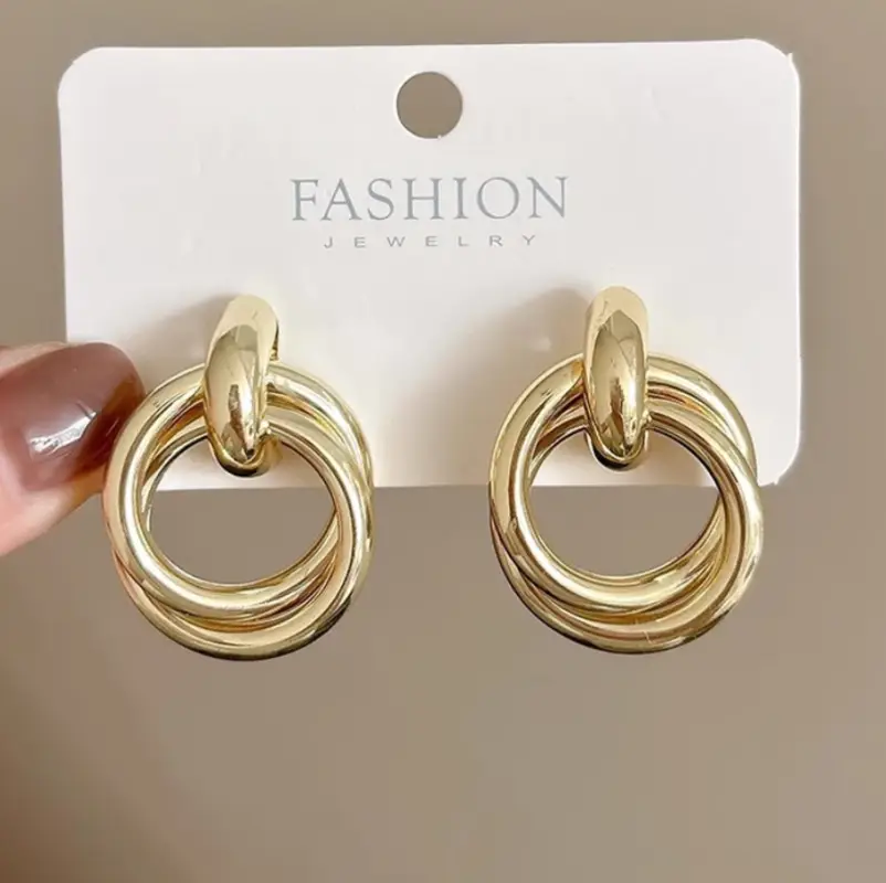 Серьги двойные кольца золотые