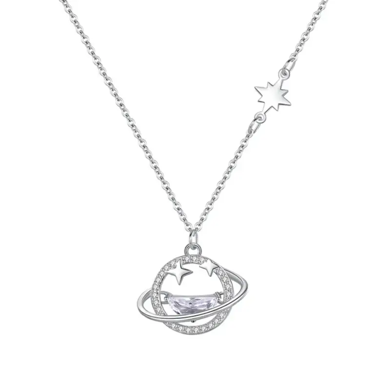 Подвеска Планета со звездами серебристая