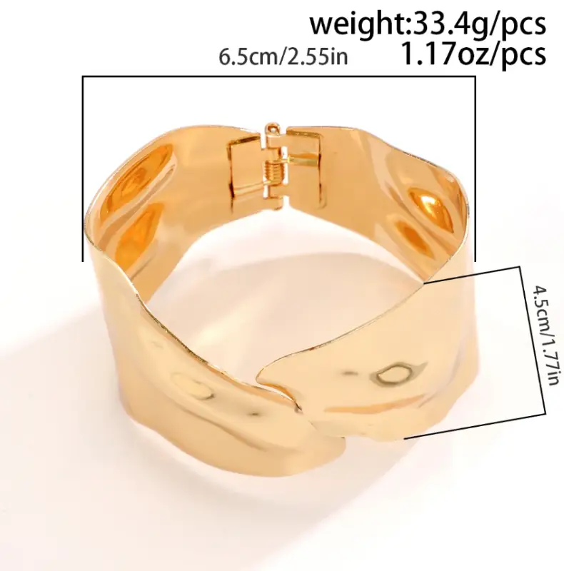 Браслет манжета крупный золотистый