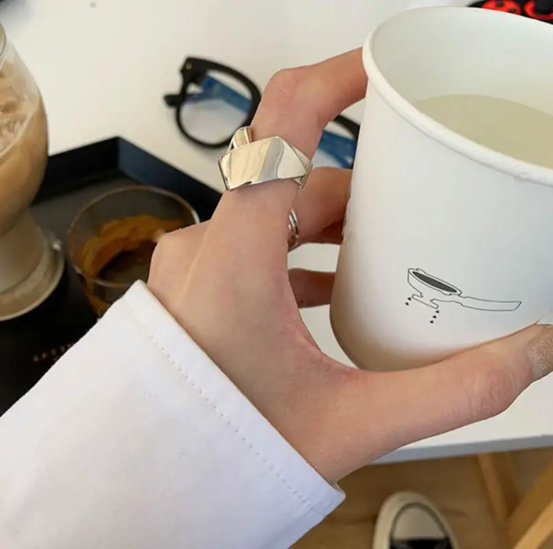 Кольцо Оригами Сердце металлическое серебристое