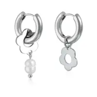 Серьги конго трансформеры с подвесами серебристые