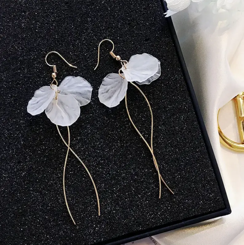 Серьги подвески Цветы золотистые